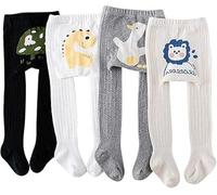 Rainjia Set 4 Collant per Bambini 0-5 Anni, Calzamaglia in Cotone con Stampa Cartoon, Traspirante e Unisex per Uso Quotidiano e Gioco