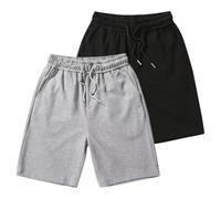 Rainjia Shorts Sportivi Uomo 2 Pezzi - Pantaloncini Traspiranti per Palestra e Corsa, Vita Elastica Regolabile con Tasche (Taglie XS-3XL, Nero/Grigio)