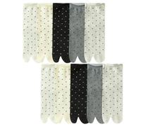 Rainjia Tabi - Calzini da donna per la primavera e l'estate, a pois, colore: nero, Confezione da 10 pezzi, 35-40