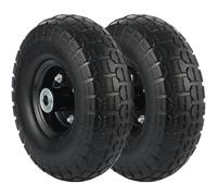 Rainmae 2 x ruote in poliuretano, 260 mm, 3.00-4, asse da 16 mm, ruota per carriola, in gomma piena, di ricambio, a prova di foratura, cerchione in acciaio