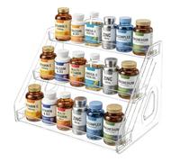 Rainmae Organizer per vitamine a 3 livelli, organizer per bottiglie di medicinali e bottiglie di vitamine per controsoffitto, armadietti da bagno, oggetti di stoccaggio per spezie chiaramente visibili