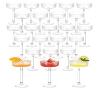 Rainmae Set da 24 pezzi in plastica per Martini & Coupé, bicchieri in stile classico, design a stelo lungo, bicchieri da margarita e champagne, ideali per regali, feste di vino e intrattenimento