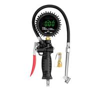 Rainorning Pistola Gonfiatrice con Manometro Digitale Integrato per Pneumatici, Pompa Dell'aria per Auto da 0-255PSI e 0-18 Bar con Funzione di Sgonfiaggio, 4 Unità di Misura Commutabili