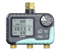 RAINPOINT Centralina Irrigazione 3 Uscite Con Ampio Display Lcd, ingresso e uscita in ottone, Timer Irrigazione Automatico Con Modalità Di Ritardo Pioggia/Manuale/Automatica per Prato Da Giardino