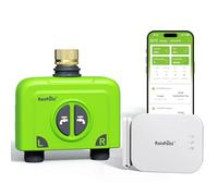 RAINPOINT Centralina Irrigazione WiFi 2 ZoneTimer Irrigazione con Gateway dell'antenna RF 150m, Ingresso in Ottone/Ritardo di Pioggia, Programmatore Irrigazione per Giardino Prato, 2x6 Plans