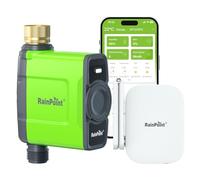 RAINPOINT Timer Irrigazione WiFi, Intelligente Centralina Irrigazione per Giardino con Gateway dell'antenna RF 200m, con APP/Vocale Controllo, Ritardo per Pioggia/Manuale, Ingresso in Ottone, 6 Plans