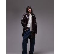Rains - 12020 - Giacca impermeabile lunga bordeaux lucido - In esclusiva per ASOS-Rosso S