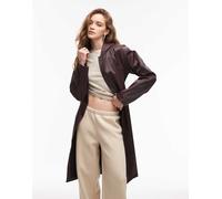 Rains - 12020 - Giacca impermeabile taglio lungo bordeaux svasata con cintura-Marrone S