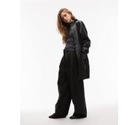 Rains - 12020 - Giacca impermeabile taglio lungo nera con zip-Nero S