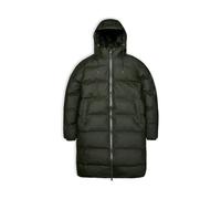 RAINS Alta - Piumino impermeabile più lungo, per uomini e donne, con cappuccio isolato, leggero, in tessuto PU, Verde, Medium