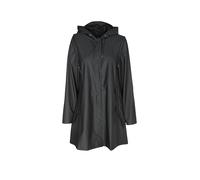 RAINS Giacca line W Jacket impermeabile, silhouette a trapezio, chiusura frontale con bottoni automatici nascosti, cappuccio con coulisse, tasche laterali, antivento, colore Nero Nero Black
