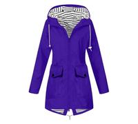 Rains Impermeabile Donna, Trench Donna Invernale, Lungo Portatile Giacche Impermeabile Zip Cappotto da Antipioggia Trekking Giacca Cappuccio con Tasche Giubbino per All'aperto Campeggio Trekking