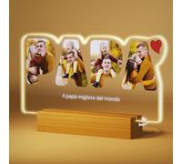 Rainsar Lampada Personalizzata con Foto Papà, Festa del Papà Idee Regalo, Luce Notturna con Cornice Fotografica in Acrilico, Regalo Festa del Papà Personalizzato dalle Figlie ai Padri