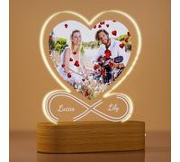 Rainsar Lampada Personalizzata con Immagine Luce Notturna LED Lampade, Portafoto Foto Personalizzata Idee Regalo San Valentino Anniversario Natale, 3D Cuore Amore Lampade Illusione Ottica