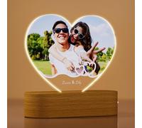 Rainsar Lampada Personalizzata con Immagine Luce Notturna LED Lampade, Portafoto Foto Personalizzata Idee Regalo San Valentino Anniversario Natale, 3D Cuore Amore Lampade Illusione Ottica