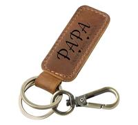 Rainsar Originali Regalo Festa del Papa - PAPA Portachiavi Personalizzati con Nome Testo,Emotivo Ricordo Regalo,Portachiavi in Pelle Inciso con Confezione Regalo per Papà