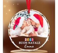 Rainsar Palline di Natale per Il Primo Natale del Bambino 2025 - Ricordo Personalizzato con Foto, Pallina per Albero di Natale su Misura con Nome e Data per Regali per Neonati