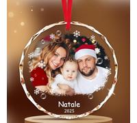 Rainsar Palline di Natale Personalizzate 2025 - Pallina Natale con Foto su Cristallo, Decorazione per Albero di Natale con Testo, Regalo di Vacanze per Famiglia, papà, Mamma e Animali Domestici