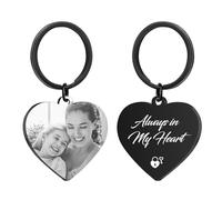 Rainsar Portachiavi Personalizzato con Foto, Doppio Lato, Portachiavi Auto Personalizzato Testo Laser Inciso, Regalo per Uomini, Papà, Donne e Famiglie
