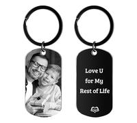 Rainsar Portachiavi Personalizzato con Foto, Doppio Lato, Portachiavi Auto Personalizzato Testo Laser Inciso, Regalo per Uomini, Papà, Donne e Famiglie