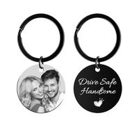 Rainsar Portachiavi Personalizzato con Foto, Doppio Lato, Portachiavi Auto Personalizzato Testo Laser Inciso, Regalo per Uomini, Papà, Donne e Famiglie