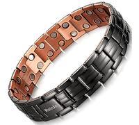 Rainso Bracciale Da Uomo, Bracciale Magnetico In Rame puro, Bracciale Magnetico da uomo, Sollievo Dal Dolore Per Artrite, terapia a doppia fila, In Confezione Regalo Nera(Nero Opaco)