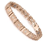 RainSo Bracciale magnetico da donna in acciaio inox, design con ruota panoramica, regolabile, finitura placcata in oro rosa, strumento e confezione regalo di lusso