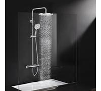 Rainsworth Colonna Doccia con Miscelatore Termostatico, 25cm rotondo soffione doccia, doccia a mano 3 Funzione Doccetta, 92-126 cm Altezza Regolabile Grifo Ducha, Cromo