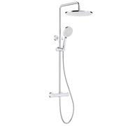 Rainsworth Colonna doccia con miscelatore termostatico, soffione 30cm, doccetta a 5 getti, set doccia regolabile in altezza con termostato, cromo, RW-2222