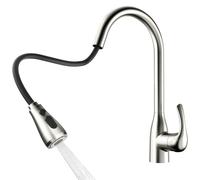 Rainsworth Rubinetto da cucina allungabile - 3 modalità rubinetto da cucina, rubinetto girevole a 360°, rubinetto con tubo dell'acqua fredda e calda, miscelatore cucina, nichel
