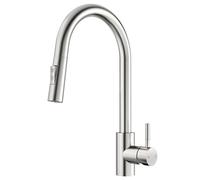 Rainsworth Rubinetto da cucina con doccetta estraibile - Rubinetto da cucina ad alta pressione con due tipi di getto d'acqua, girevole a 360°, miscelatore da cucina in acciaio inox, facile da