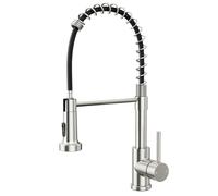 Rainsworth Rubinetto da cucina in acciaio inox estraibile, due tipi di getto d'acqua, rubinetto da cucina ad alta pressione con doccetta estraibile, girevole a 360°, adatto per cucine e camper