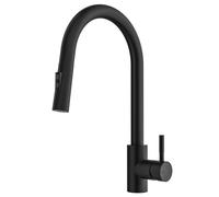 Rainsworth Rubinetto nero da cucina con doccetta estraibile - Rubinetto da cucina ad alta pressione con due tipi di getto d'acqua, girevole a 360°, miscelatore da cucina in acciaio inox, facile da