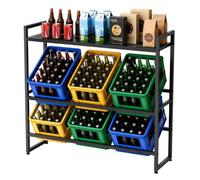 Rainsworth Scaffale per 6 casse di bevande, colore nero, con ripiano e griglia