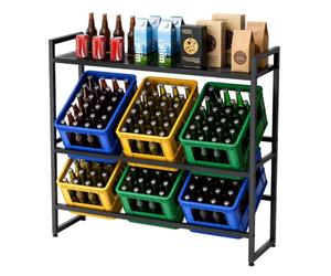 Rainsworth Scaffale per 6 casse di bevande, colore nero, con ripiano e griglia