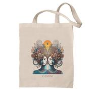 rainUP: Borsa Tote in 100% cotone naturale con segni zodiacali, riutilizzabile ed ecologico per regali, spiaggia e palestra - Porta il tuo oroscopo oggi e la tua carta astrale con te, Gemelli