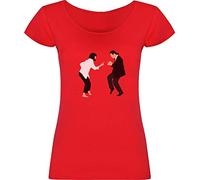 rainUP Maglietta Scene Musicali Film, Rosso Pulp Fiction, S