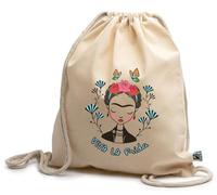 rainUP Zaino in cotone con lacci, motivo Frida, Viva La Frida, Taglia unica