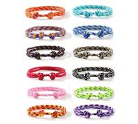 Rainway 12 Pezzi Bracciale Corda Nautica, Regolabile Bracciale In Tessuto, Fatto A Mano, Surf Braccialetti, Braccialetto Intrecciato da Nautico Colorato Corda di Amicizia per Uomo e Done