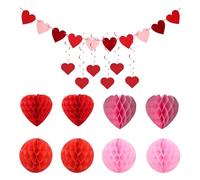 Rainway 15 pezzi decorazione per San Valentino, proposta di matrimonio, cuore e carta rotonda, 15 cm, cuore rosso rosa, decorazione per San Valentino, festa della mamma, proposta di matrimonio, laurea
