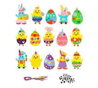 Rainway 17 pezzi Set per lavoretti di Pasqua, decorazione pasquale con ciondoli, adesivi in gommapiuma fai da te per Pasqua, attività creativa con i bambini, adesivi in schiuma autoadesivi per Pasqua