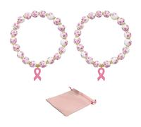 Rainway 2 bracciali in ceramica rosa con motivo floreale, bracciale regolabile per la salute, per donne, supporto Hope Care
