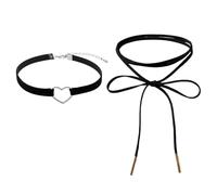 Rainway 2 Pezzi Collana Choker da Donna, Collana Girocollo Nera, Collare Gotico con Fiocco, Collana Regolabile Classica, Collana da Donna, Accessorio alla Moda per Halloween e Feste