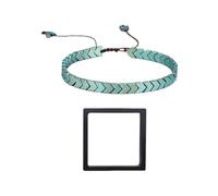 Rainway Bracciale in ematite fatto a mano con design a freccia, regolabile, 14-28 cm, in pietra naturale verde, per donne, stile vintage, minimalista, impermeabile, con scatola di immagazzinaggio