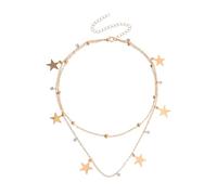 Rainway Collana a doppio strato a forma di stella, in acciaio inox con cromatura, catena a sfere dorata, per donna (uso quotidiano/festività)