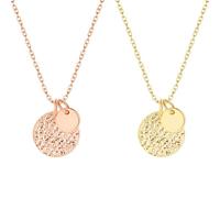 Rainway Collana da donna, con ciondolo a piastrine in stile vintage, impermeabile, in oro rosa, in acciaio inox senza nichel e delicato sulla pelle, regolabile