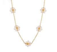 Rainway Collana Perle Margherita, Catena Placcata in Oro 18 Carati da Donna, Delicati Gioielli Girocollo con Perline a Forma di Fiore, Collana Ipoallergeniche Regalo di Compleanno per Donne e Ragazze