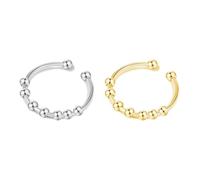 Rainway Confezione da 2 Anelli Anti-ansia, Anello Anti-stress per il Pollice Contro Gli Attacchi di Panico, Regolabili Anello in Acciaio Inossidabile per Donna, Anelli per l'umore Regali Unisex
