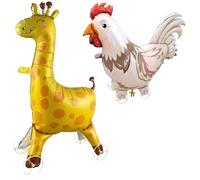 Rainway gallina e Palloncino in Alluminio Pellicola a Forma di Giraffa, Animale Palloncini con Ruote, Giocattoli Gonfiabili per Bambini Creativi, Compleanno Decorazione