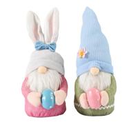 Rainway Godo pasquale, 2 pezzi, coniglietti pasquali per decorazione pasquale, fatti a mano, coniglietti pasquali nani con uova, coniglietti gnomi, statuette in piedi, simpatica decorazione per la